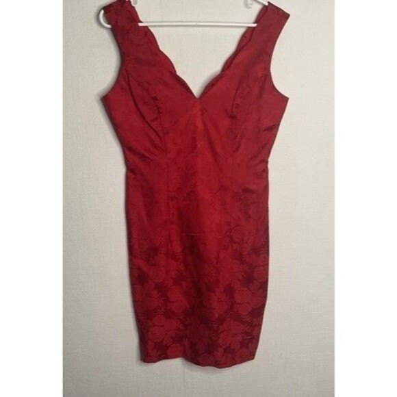 Vintage Roberta Red Floral Holiday Cocktail Party Mini Dress Women Size 5/6 - Picture 10 of 11